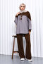 Brown Shirt Paneled Pants Suit - 2