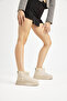 Women's Beige Thick Poly Sole Suede Look Casual Boots - 5