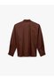 Cotton Long Sleeve Pleated Waist Accent Buttoned Poplin Oversize Shirt - 2