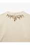 Soft Textured Loose Fit Long Sleeve Mock Neck Stone Sweater - 3