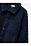 Long-Sleeved Plush Jacket with Snap Button Details and Flap Pockets - 3