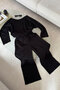 Collar Detail Modal Suit - Black - 4