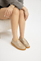Women's Beige Thermo Sole Suede Look Lace-Up Casual Loafer - 2