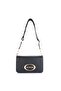 Women's Metal Logo Zipper Closure Leather Short Handle Black Shoulder Bag