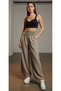 High Waist Wide Leg Cotton Elastic Women's Trousers - 3