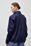 Navy Blue Classic Cut Cotton Alba Shirt - 4