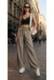 High Waist Wide Leg Cotton Elastic Women's Trousers - 2