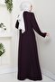 Floral Detail Stone Embellished Ferace Purple Hm2847 - 5