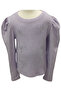 Girl's Balloon Sleeve Model with Adjustable Drawstring on the Sides, Dragonfly Stone Detail, Lilac Color, Long Sleeve Badi - 2
