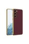 Galaxy S23 Compatible Leather-Look Edges Electroplating Plated Senk Fission Case-Red