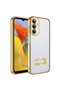 Galaxy M14 Case Camera Protection Featuring Logo Showing Senk Omega Cover - Gold