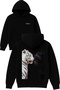 Tiger and Panther Design Printed Oversized Black Hooded Sweatshirt