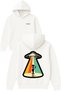 Alien Greeting Design Printed Oversized White Hooded Sweatshirt