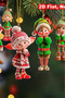 Set of 12 Wooden Elf Christmas Tree Ornaments |   2D Flat Printing Colorful Hanging Decorations / Home & Party Decor - 6
