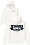 Stronger Every Day Design Printed Oversized White Hooded Sweatshirt