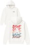 Braap Braap Motor Design Printed Oversized White Hooded Sweatshirt