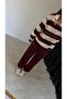 Jogger Cut Striped Tracksuit Set Claret Red - 2