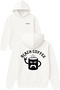 Black Coffee Design Printed Oversized White Hooded Sweatshirt
