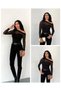 Women's Long Sleeve Off-Shoulder Blouse with Transparent Tulle Detail - 8