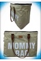 Luxury Beige Thermal Compartment Large Volume Mother Baby Care Shoulder and Hand Bag with Leather Handles