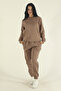 Women's Winter Cotton Puff Fabric Crew Neck Jogger Tracksuit Set - 6