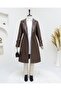 Leather Trenchcoat with Belt and Side Pockets - Brown - 7