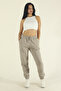 Women's Winter Cotton Puff Fabric Waist Elasticated Jogger Sweatpants