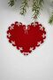 Heart Shape White Embroidered Red Fabric White Embroidered Cocktail Napkin 1 Piece