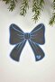 Ribbon-Shaped Gray Fabric Blue Embroidered Cocktail Napkin 1 Piece