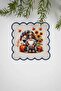 Pumpkin Gnome - Cute Dwarf with Pumpkin Design Embroidery Edge Cocktail Napkin 1 Piece