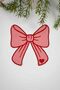 Ribbon-Shaped Salmon Pink Fabric Cocktail Napkin with Red Embroidery, 1 Piece