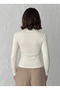 Women's Purple Boat Neck Shoulder Buttoned Gathered Long Sleeve Sandy Fabric Blouse - 4