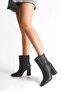 Women's Black Leather Zipperless Pull-On Heeled Boots Z3T5Kbcml01 – Casual and Stylish - 3