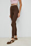 Veltren Women's Flexible and Soft Textured Contrast Piped Dark Brown Leggings - 4