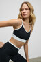 Sturban Women's Black Sports Bra with Flexible and Soft Textured Contrast Fabric Straps - 6