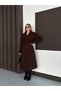 Women's Premium Winter Waist Belted Cape Detailed Cashmere Coat - 3