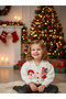 Christmas-Themed Santa Claus and Snowman Detailed White Baby Cardigan - 5