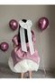 Purple Matte Satin Skirt with White Rose Motif Special Design Girl's Evening Dress Birthday Dress + Buckle - 2