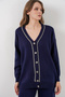 Women's Cardigan Pants Knitwear Two-Piece Set 15956 - Navy Blue - 3