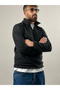 Men's Black Non-Pilling Standard Fit Mock Neck Cold-Proof Fleece Sweatshirt Coc2569 - 2