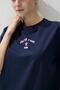 Women's Navy Blue Color Pink Glitter Printed Oversized T-Shirt - 3