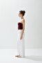 Women's Burgundy Strapless Blouse - 4