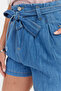 Women's Lace-Up Detailed Denim Shorts - 8