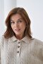 Women's Buttoned Front Knitted Patterned Sweater - 2