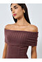 Brown Bardot Neck Ribbed Maxi Dress - 4