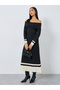 Color Block Off Shoulder Sweater Midi Dress - 2