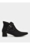 Black Studded Buckle Ankle Boots - 2