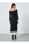 Color Block Off Shoulder Sweater Midi Dress - 5