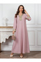 Embroidery Detail Long Sleeve Maxi Jalabiya - 5