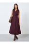 Burgundy Sleeveless Blazer Midi Dress